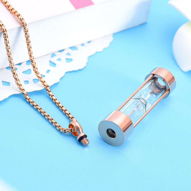 [Australia] - Oinsi Eternity Memory Hourglass Urn Necklace Cremation Jewelry Pendants for Women Men +Gift Box+Fill Kits Rose Gold 