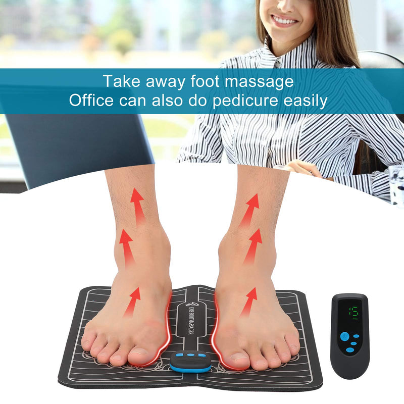 [Australia] - Electric Foot Stimulator Massager Folding Portable Electric Massage Mat Full Automatic Foot Circulation Massager Acupuncture Shaping Leg Cushion for Men Women 