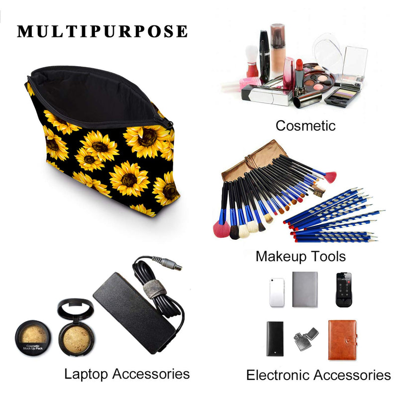 [Australia] - Cosmetic Bag MRSP Makeup bags for women,Small makeup pouch Travel bags for toiletries waterproof sunflower (51728) sunflower (51728) 