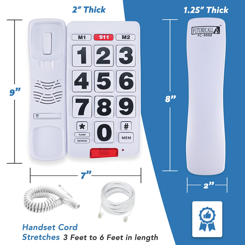 [Australia] - Future Call FC-8888 Big Button Phone for Seniors | Large Button Phones for Seniors | Phone for Visually Impaired and Telephones for Hearing Impaired | 40db Handset | Best Landline Phones for Seniors 