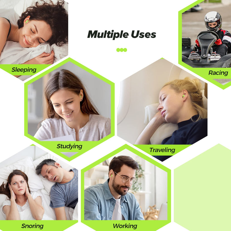 [Australia] - ERM TOOL Ultra Soft Foam Earplugs, 60 Pairs Reusable Earplugs for Sleeping, 38dB Highest SNR, & Comfortable Hearing Protection Snoring, Studying, Travel, Motorcycle, Loud Noise etc - Lemon Green 