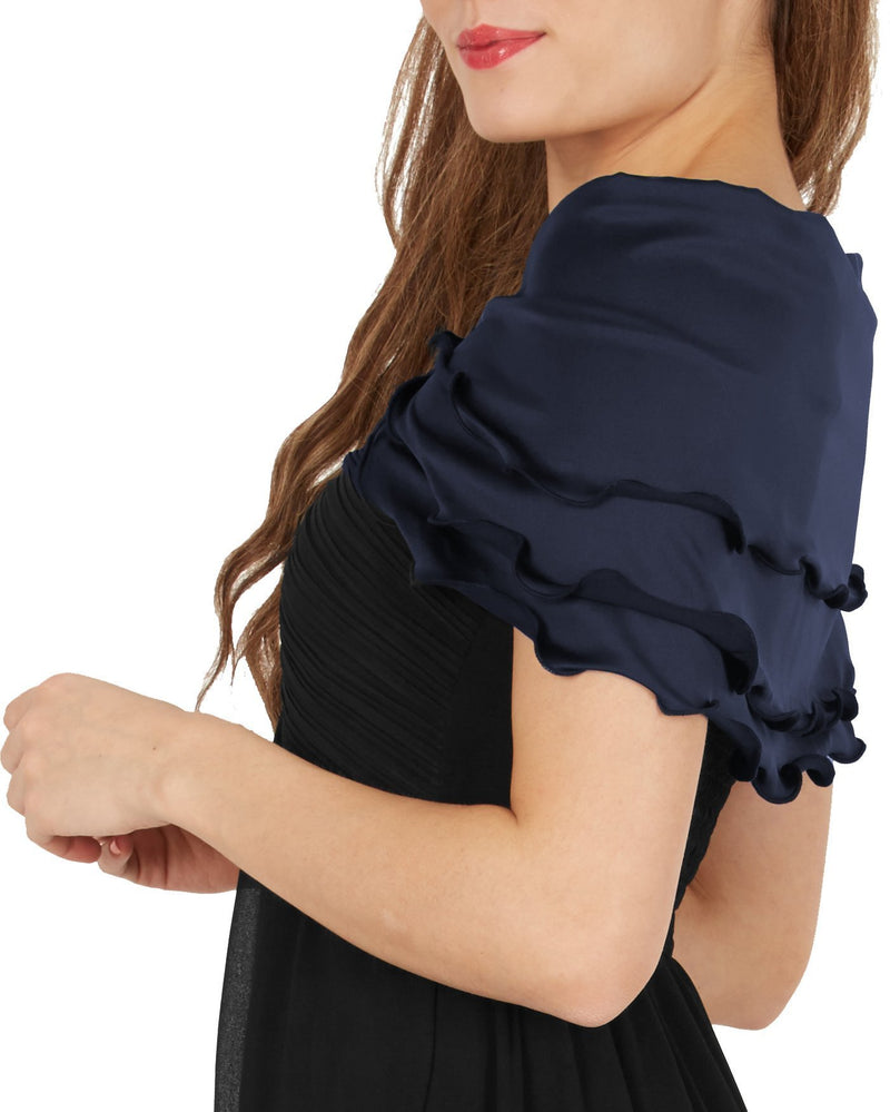 [Australia] - BlackButterfly Satin Shawl Stole Wrap Bridesmaid Wedding Top Midnight Blue 22-24 