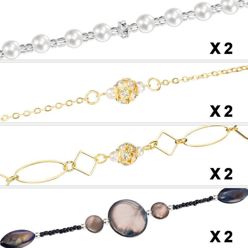 [Australia] - 8 Pieces Eyeglass Chains for Women Sunglasses Strap Reading Glasses Cords Lanyards Eyewear Retainer 