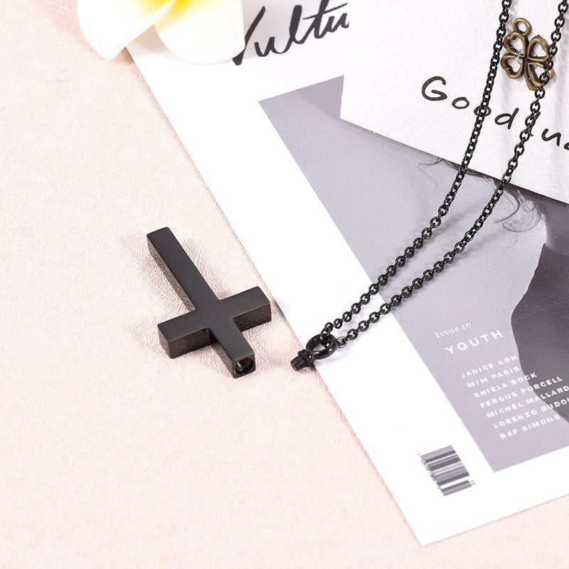 [Australia] - Sheng Jewelry Black Cross Urn Necklaces for Ashes Religious Cross Memorial Urn Necklace for Pet Human Ashes Pendant 2-cross 