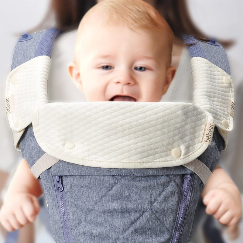 [Australia] - Bebamour Teething Pads for Baby Carrier, 100% Cotton Drool Bibs for Baby Carrier Newborn to Toddler, 3PCS Baby Teething Pads for Boys/Girls, Fits All Carrier/Reversible/Natural Beige White 