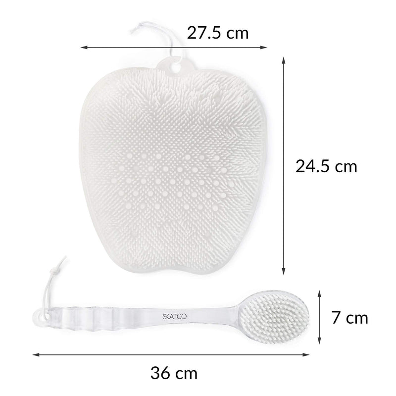 [Australia] - SKATCO Foot Scrubber for Shower and Body Brush Set. Comfortable to Stand Shower Feet Scrubber No Plastic Smell - Wet and Dry Brush Body Massager. Skin Care and Foot Care Shower Accessories - Clear 