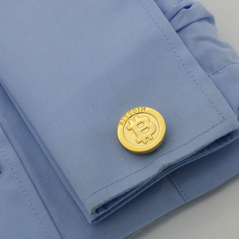 [Australia] - iGame Men's Bitcoin Cuff Links Quality Brass Material Golden Color Coin Design Cufflinks with Gift Box 