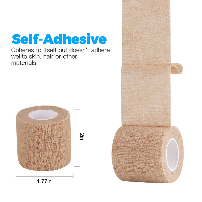 [Australia] - Bandage Wrap 16 Pack 2”x 5 Yards Self Adherent Wrap Breathable Self Adhesive Bandage Wrap Rolls Cohesive Bandage Athletic Elastic First Aid Tape for Stretch Athletic, Ankle Sprains, Swelling, Sports Beige 2 Inch (Pack of 16) 