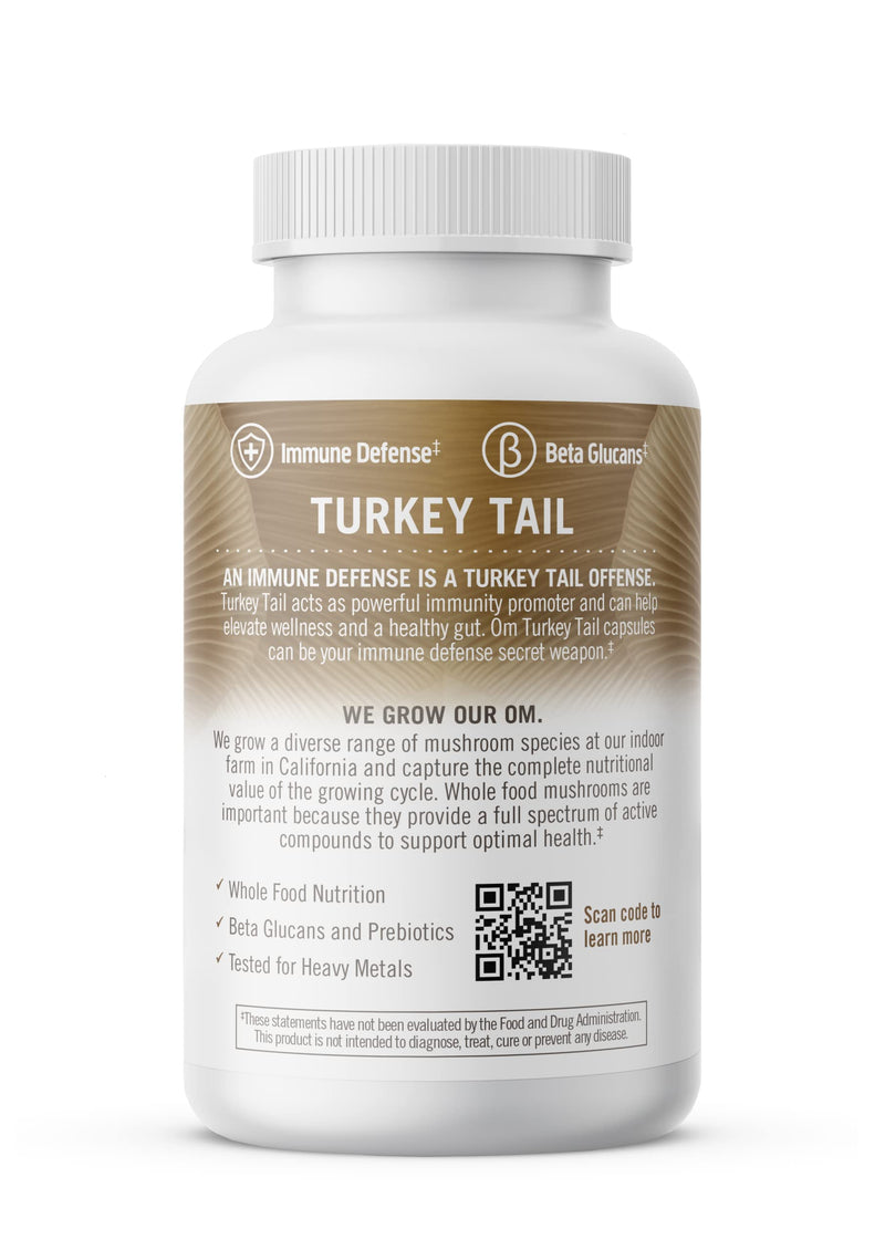 [Australia] - Om Mushroom Superfood Turkey Tail Mushroom Capsules Superfood Supplement, 90 Count, 30 Days, Immune Support, Polysacchrides, Beta-Glucans, Gut Health & Holistic Defense Mushroom Supplement Turkey Tail Capsules 90 Count (Pack of 1) 