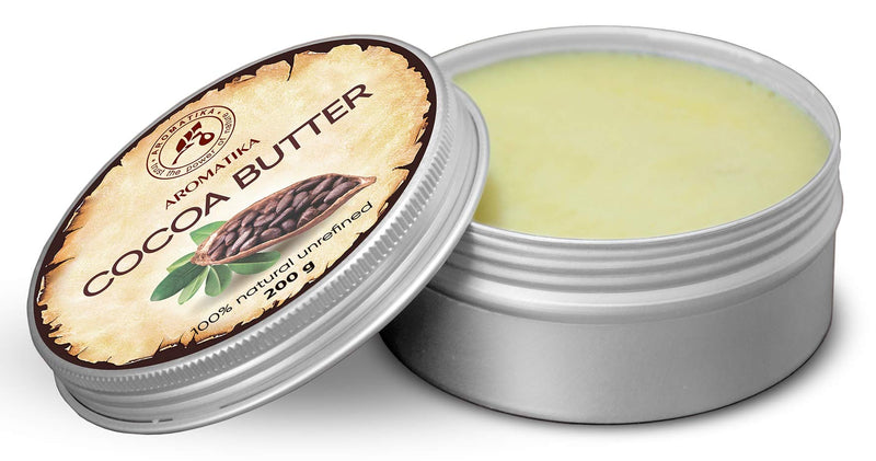 [Australia] - Cocoa Butter Pure & Natural 200g - Burkina Faso - Theobroma Cacao Seed Butter - Great Benefits for Skin - Hair - Face - Body - Lip care - Cacao Butters 