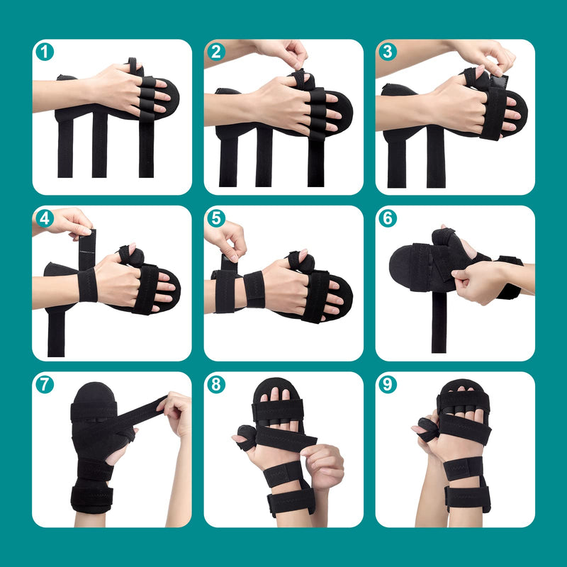 [Australia] - Stroke Resting Hand Splint by Sylong - Carpal Tunnel Wrist Brace Night Immobilizer, Finger Stabilizer Wrap - for Muscle Atrophy Rehabilitation, Arthritis, Tendonitis, Carpal Tunnel Pain 