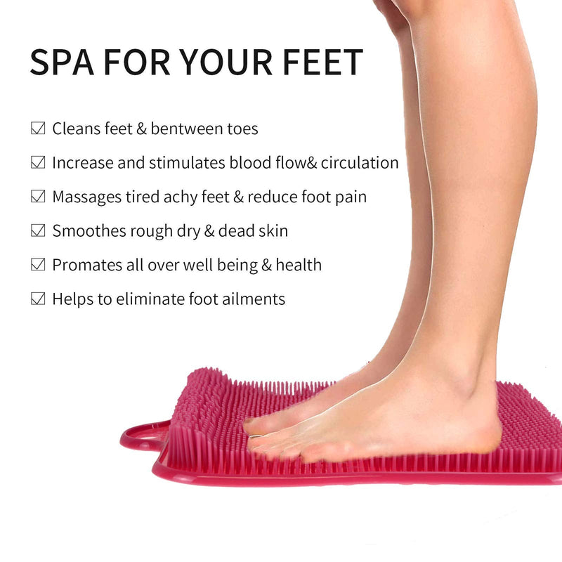 [Australia] - Newthinking Shower Foot Scrubber Cleaner Massager, Exfoliating Feet Massager Spa with Suction Cup Improves Foot Circulation & Reduces Foot Pain (Pink) Pink 