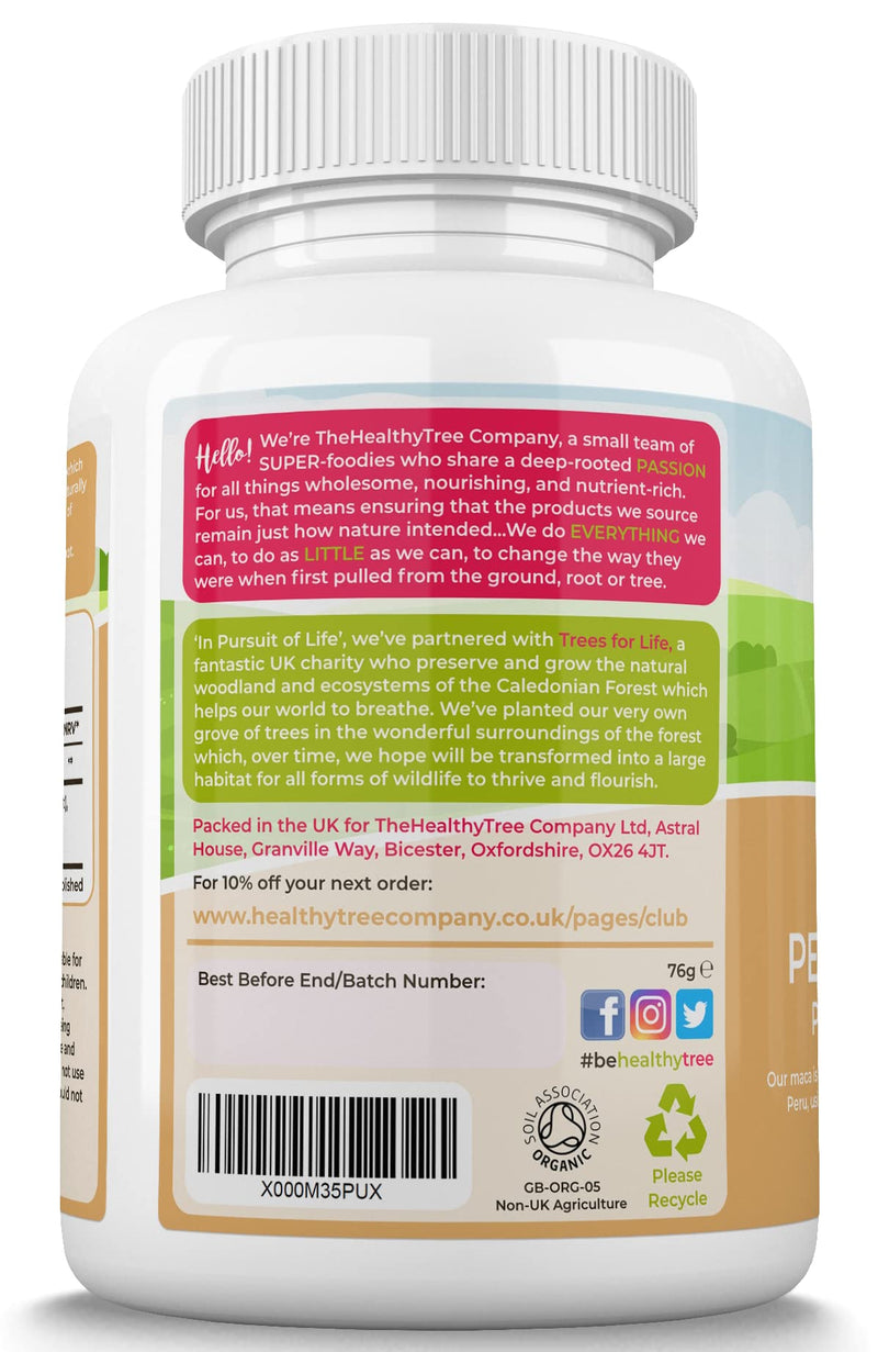 [Australia] - Organic Maca Capsules by TheHealthyTree Company - High Strength 2500mg Extract per Capsule for Men and Women - 120 Vegan Maca Root Powder Tablets 