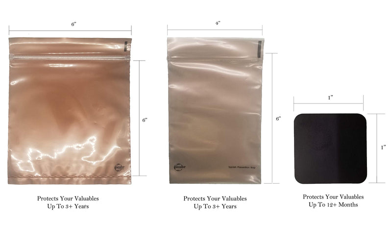 [Australia] - Rosenthal Collection Anti Tarnish Prevention Bags & Tabs Set Perfect for Jewelry Storage 10 Bags and 25 1" x 1" Tabs 