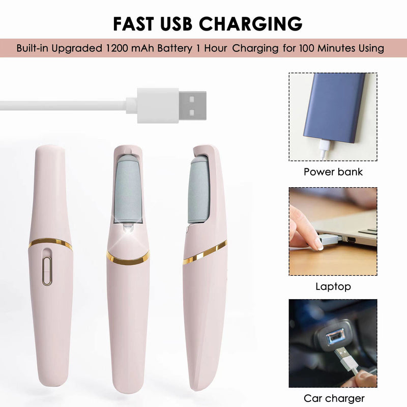 [Australia] - Foot File,Dongxw Electric Foot Callus Remover USB Rechargeable Waterproof Hard Skin Remover Foot with 2 Rollers LED Light,8 in 1 Foot Scraper Foot Care Gift Kit for Cracked Heels Calluses Dead Skin 