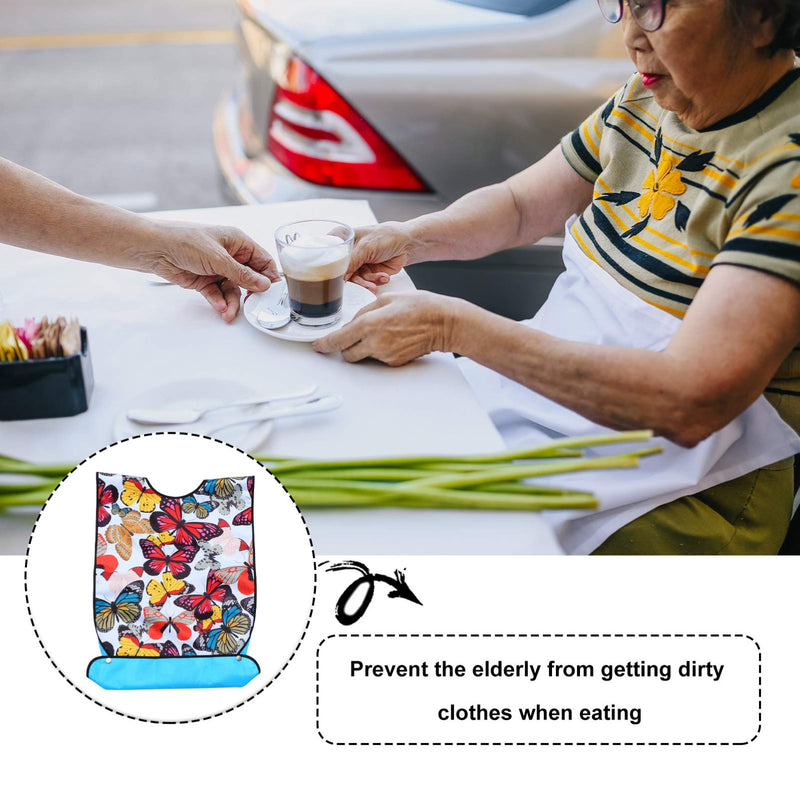 [Australia] - EXCEART Adult Bibs Washable Reusable Waterproof Clothing Protector with Crumb Catcher Apron for Senior Men Elderly Women As Shown 1 