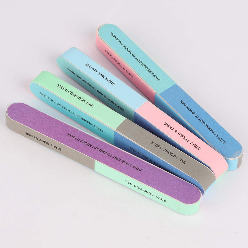 [Australia] - 12 Packs 7 Way Nail File and Buffer Block Professional Nail Buffering Files 7 Steps Washable Emery Boards for Acrylic Nails 12 Packs 