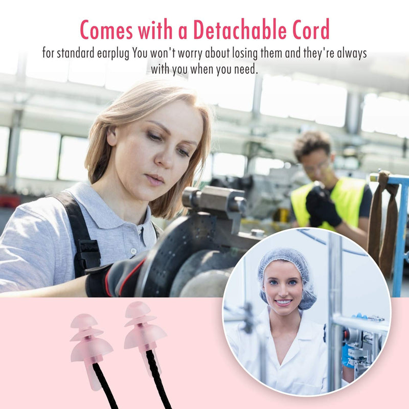 [Australia] - Sleeping Ear Plugs, Hearprotek 2 Pairs Ear Plugs (32db & 30db) Ultra Soft Noise Reduction and Hearing Protection earplugs for Side Sleepers, snoring, Travel, Working, Safety (Pink) Pink 