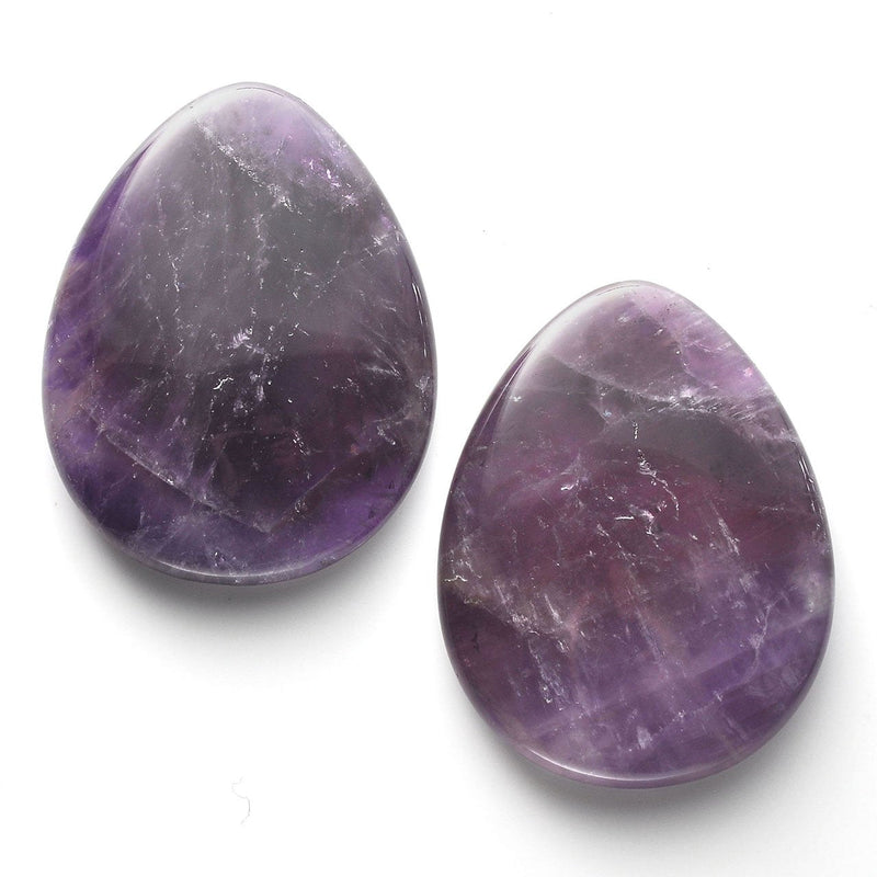 [Australia] - JSDDE Natural Healing Crystal Thumb Worry Stone - Smooth Pocket Palm Gemstone, Anxiety Stress Relieve (Amethyst) 