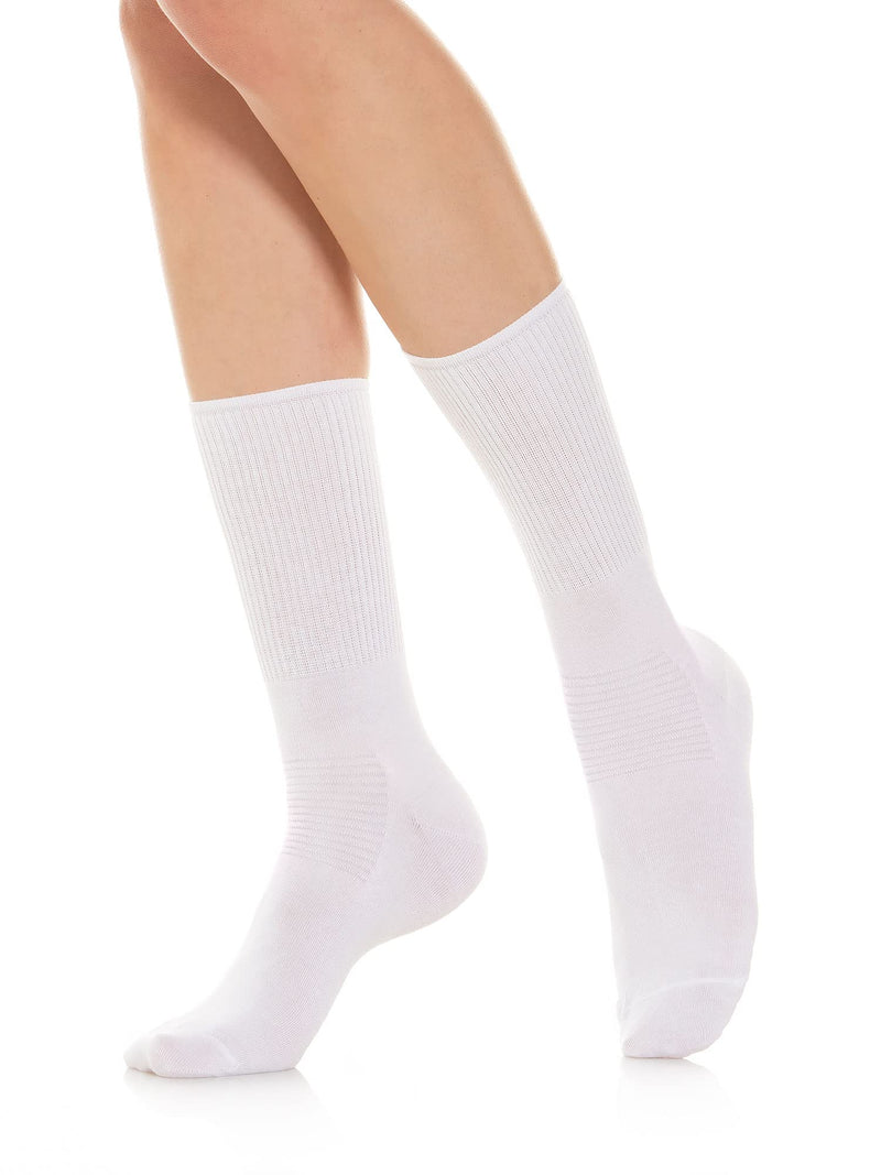 [Australia] - Relaxsan 560 Diabetic Crew Socks for Men Women, Seamless Socks, Non Binding for Sensitive Feet, Cotton and Crabyon 4 White 