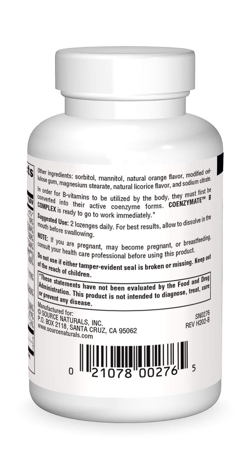 [Australia] - Source Naturals Coenzymate B Complex - Orange Flavor That Melts in Mouth - B Vitamins - 120 Lozenges 120 Count (Pack of 1) 