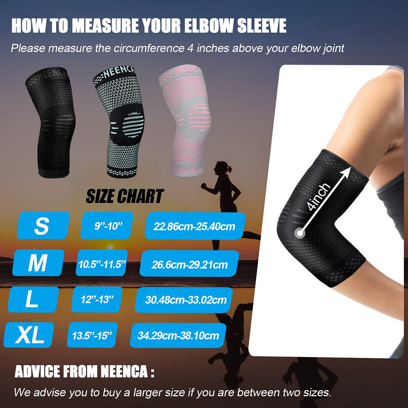 [Australia] - NEENCA [2 Pack] Professional Elbow Brace, Compression Elbow Sleeves. Medical Elbow Support for Tendonitis,Tennis or Golf Elbow. Arm Support Sleeves for Sports Protection and Pain Relief - Pair Wrap Black Large 