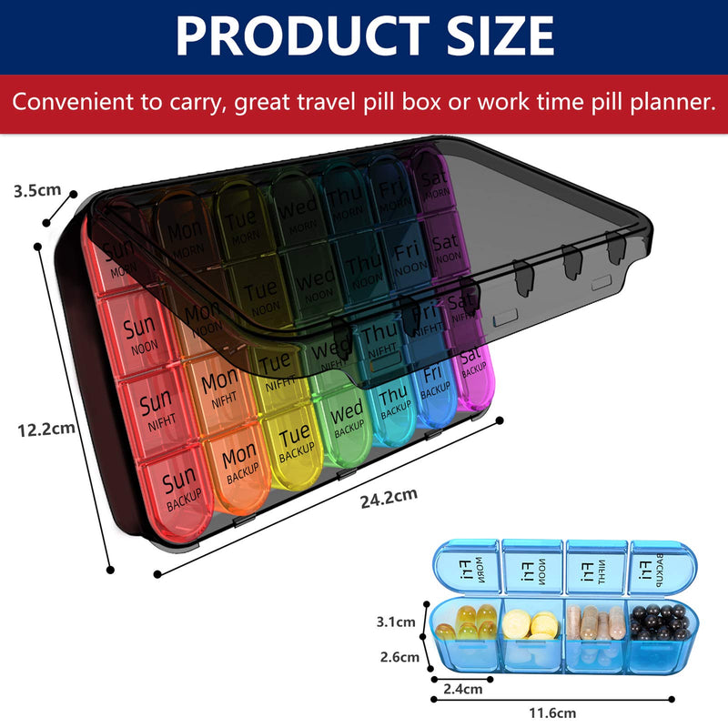 [Australia] - Doruimi Weekly Pill Box Organiser, Small Pill Box 7 Day 4 Times A Day, Pill Organiser with 28 Copartments to Hold Plenty of Medication, Vitamins and Supplements 