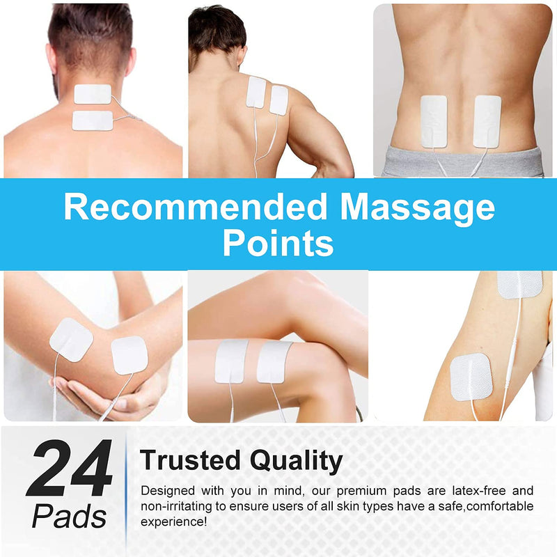[Australia] - DOMAS TENS Unit Replacement Pads, 24 PCS Reusable Set, Thickened Self-Adhesive Electrode Pads for EMS Muscle Stimulator Massager (8 Pieces of 2x4 Inches and 16 Pieces of 2x2 Inches) 
