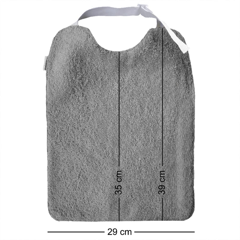 [Australia] - MIMUSELINA Pack of 3 Adult Terry Bibs and Waterproof Inner - Elastic Neck Adjustable and Adjustable Bibs - Suitable for Dryer and Washing Machine grey 