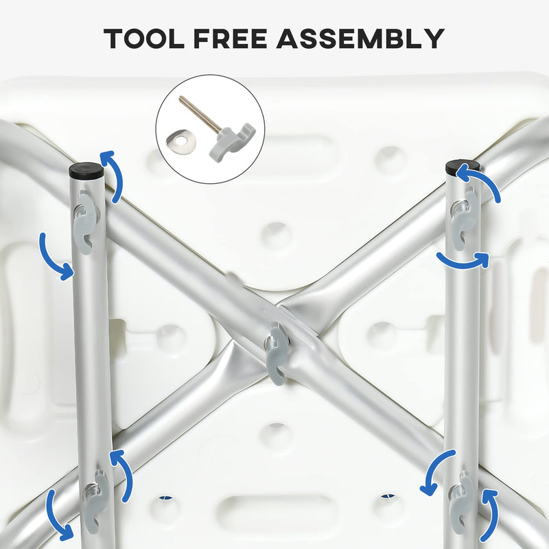 [Australia] - HOMCOM EVA Padded Shower Chair for the Elderly and Disabled, Height Adjustable Shower Stool with Back and Arms, 4 Suction Foot Pads, Blue 