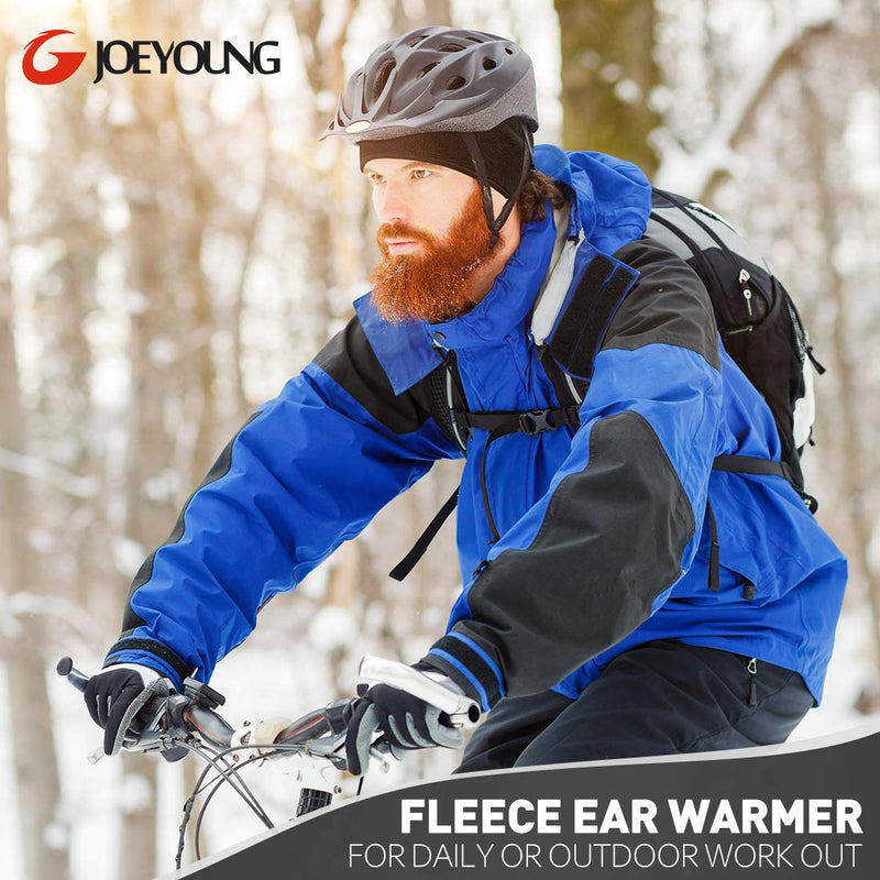[Australia] - Fleece Ear Warmers Muff Winter Headband for Men Women Running Yoga Skiing Riding Black 