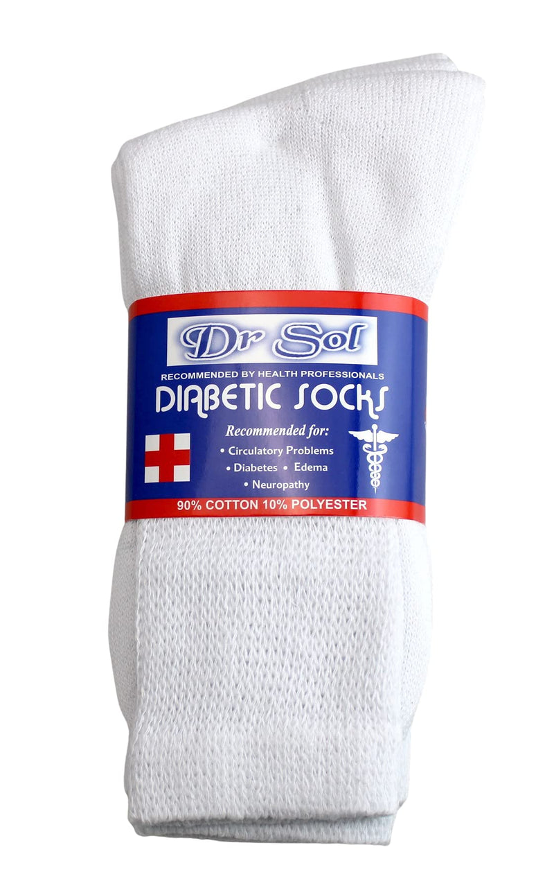 [Australia] - 3 Pair Diabetic Crew Socks 9-11 White 