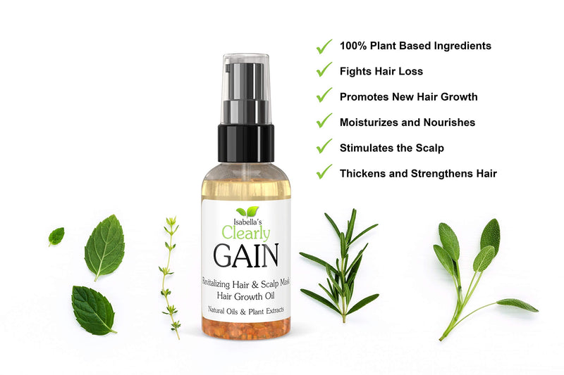 [Australia] - Clearly GAIN, Hair Growth and Thickening Scalp Treatment for Men and Women | 100% Natural Serum with Castor, Jojoba, Clary Sage, Nettle Extract Oils | For Hair Loss, Alopecia, Thinning Hair 60 ml (Pack of 1) 