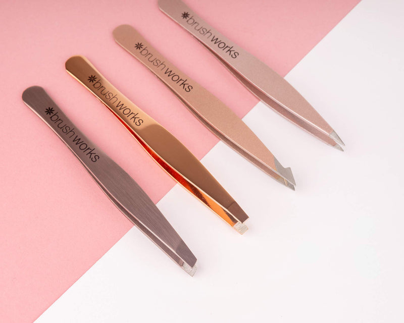 [Australia] - Brushworks Tweezer Set - 4 Piece Gold Chrome 