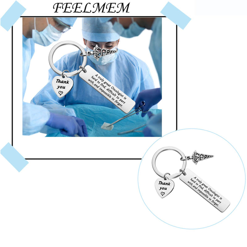 [Australia] - FEELMEM Oncologist Keychain Oncologist Gift A Truly Great Oncologist is Hard to Find and Impossible to Forget Keychain Thank You Gift Retirement Gift for Oncology Doctor silver 