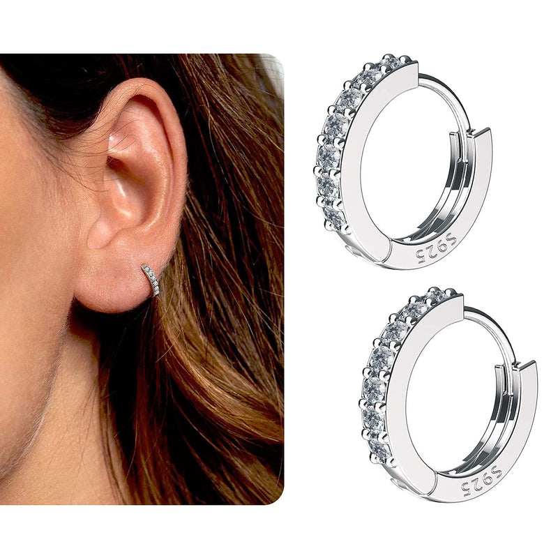 [Australia] - SWEETV 925 sterling silver hoop earrings for women girls - Tiny small large huggie hoop earring 3 sizes 01.sterling Silver-8mm 