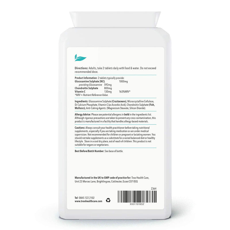 [Australia] - Glucosamine Chondrotin Complex with Vitamin C - 180 Tablets - Supports Collagen Formation to Help Maintain Healthy Bones, Cartilage & Joints - UK Manufactured Supplement to GMP Standards 