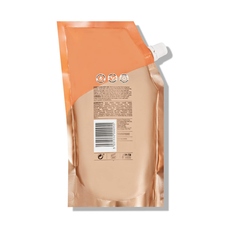[Australia] - Sanctuary Spa Antibacterial Handwash Refill Pouch, No Mineral Oil, Cruelty Free & Vegan Hand Soap Refill, 500ml, Orange 