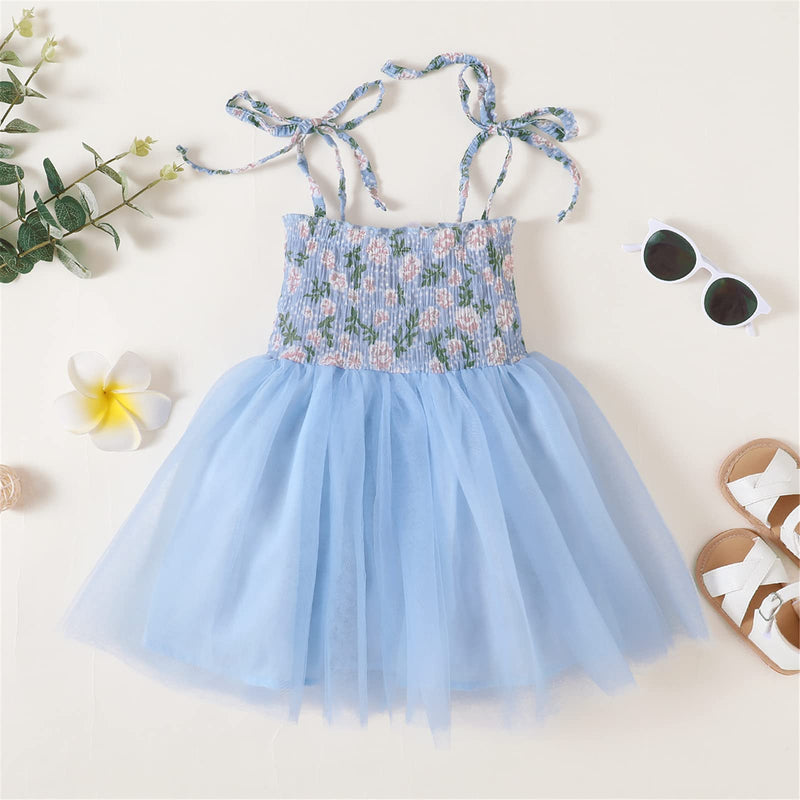 [Australia] - Listenwind Baby Toddler Girls Tutu Dress Sleeveless Strap Princess Dress Flower Girl Dress Party Beach Sundress Blue Tutu Dress 12-18 Months 