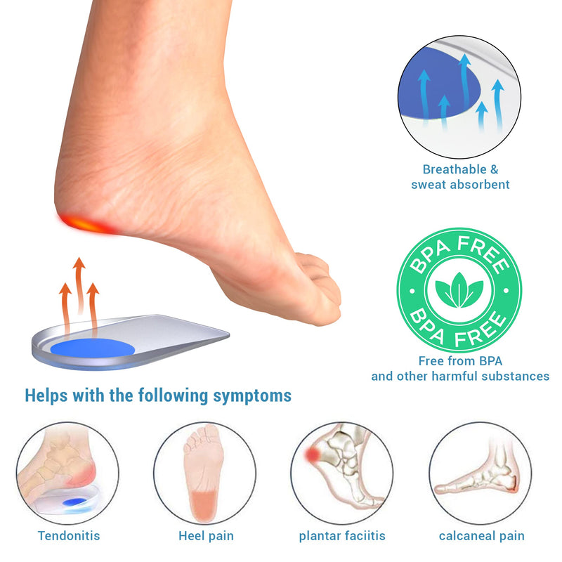 [Australia] - ORTHOPEO© Premium Heel Plantar Fasciitis Pads Inserts - Silicone Gel Support Men for Feet Spurs 2 Pair - Reusable Insole Cups 