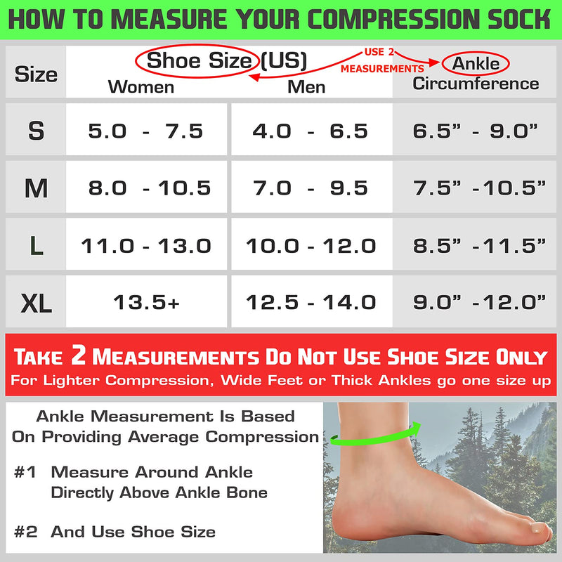 [Australia] - TechWare Pro Plantar Fasciitis Socks - Ankle Compression Socks for Women & Men. Achilles Tendonitis Brace & Foot Arch Support Large Black / Gray 