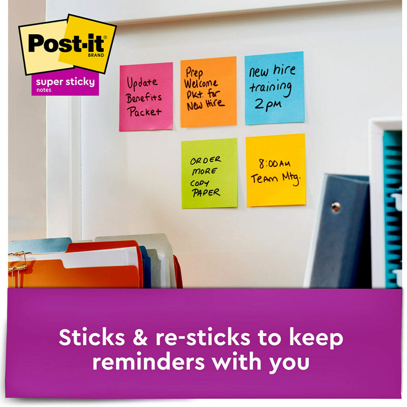 [Australia] - Post-it Super Sticky Notes, 3x3 in, 3 Pads, 2x the Sticking Power, Bright Colors (Orange, Pink, Green), Recyclable (3321-SSAU) 