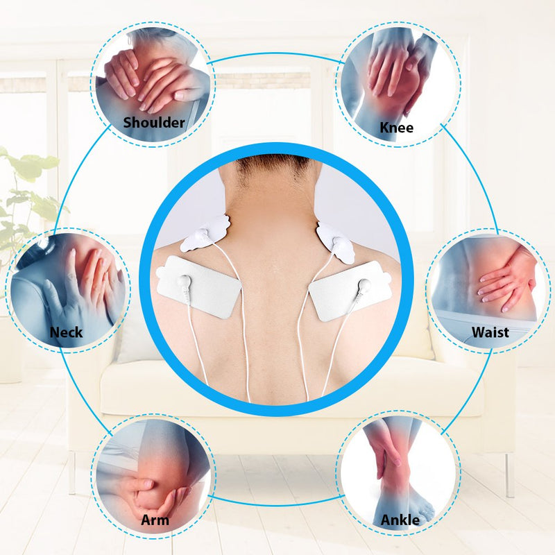 [Australia] - Belifu TENS Unit Electrode Pads Reusable Self-Adhesive Replacement Massage Pads Latex Free, Standard Connection Snap on 3.5mm Cable for Tens EMS Massager 