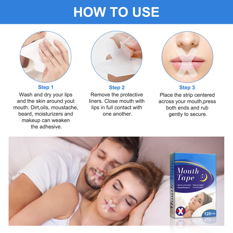 [Australia] - Sleep Strips, 120 Pcs Advanced Gentle Mouth Tape for Nose Breathing, Less Mouth Breathing, Anti Snoring Mouth Strips for Men Women, Stop Snoring Solution Device, Improved Nighttime Sleeping 