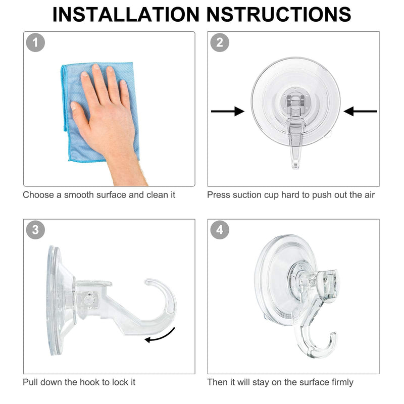 [Australia] - Suction Hooks,WOVTE 4 Packs Powerful Push and Lock Vacuum Multi-Purpose Suction Hanger Heavy Duty Max Holding 3KG for Bathroom,Kitchen Hanging Suction 