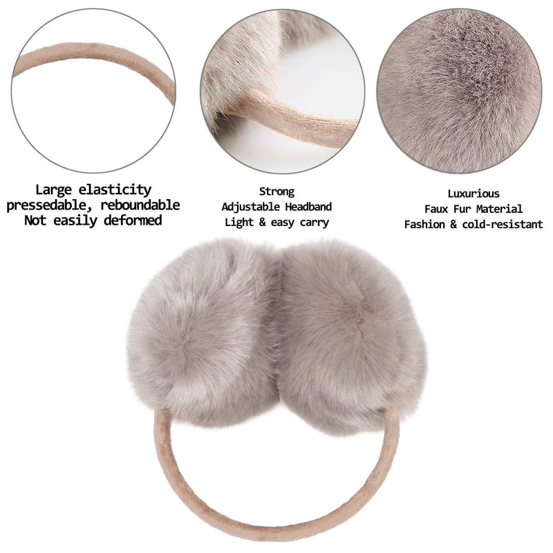 [Australia] - Ear Muffs, Women Earmuffs Faux Fur for Winter Adjustable Ear Warmer Brown 