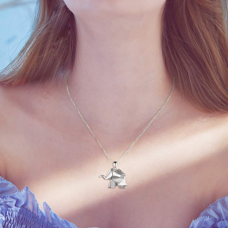 [Australia] - VENACOLY Elephant Necklace Sterling Silver Origami Animal Necklace Elephant Jewelry Gifts for Women Men 