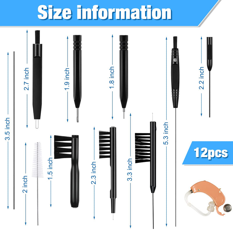 [Australia] - 12 Pieces Hearing Aid Cleaning Tools Hearing Aid Cleaning Kit Hearing Aid Case Cleaner Kit with Wax Loop and Magnet Multi-Functional Earphone Earbuds Cleaner Kit with Velvet Bag 