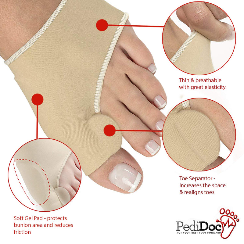 [Australia] - PediDoc™ Bunion Corrector – Bunion Relief Sleeves Bunion Pads Brace Cushions for Women Toe Straightener with Gel Toe Separator, Spacer, Straightener and Spreader – Hallux Valgus Relief Big Toe Alignment Medium 