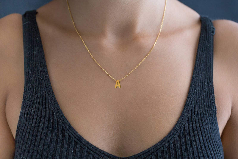 [Australia] - MOMOL Tiny Initial Necklace, 18K Gold Plated Stainless Steel Initial Necklace Dainty Personalized Letter Necklace Minimalist Delicate Small Monogram Name Necklace for Women Girls A 